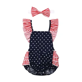 

4th Of July Newborn Baby Girls Bodysuit 2019 New Kids Ruffles Short Sleeve Babygrow Vest Summer Children Playsuit Outfits