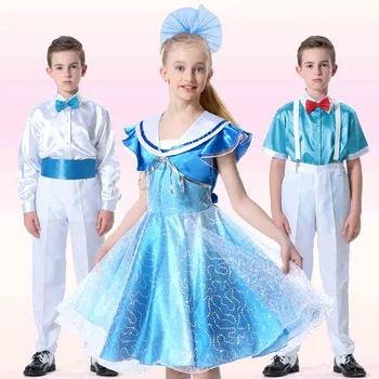 

(10 set) June 10 children's chorus clothing overalls primary and middle school students of private costumes princess dress