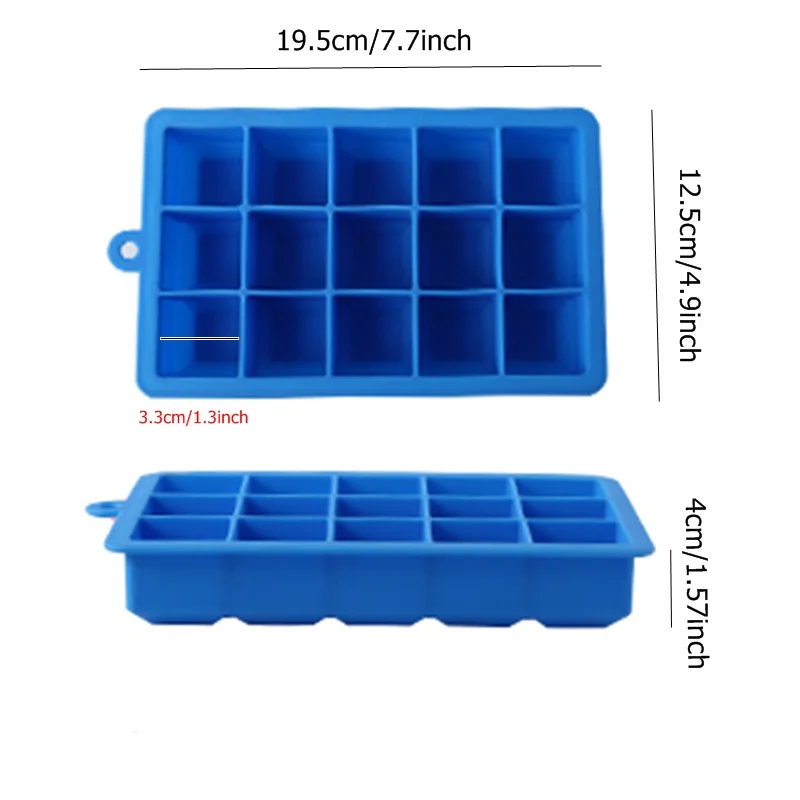 15 отверстий пищевой силиконовый кубик льда плесень виски лоток для льда плесень с крышкой квадратной формы льда формочки для льда