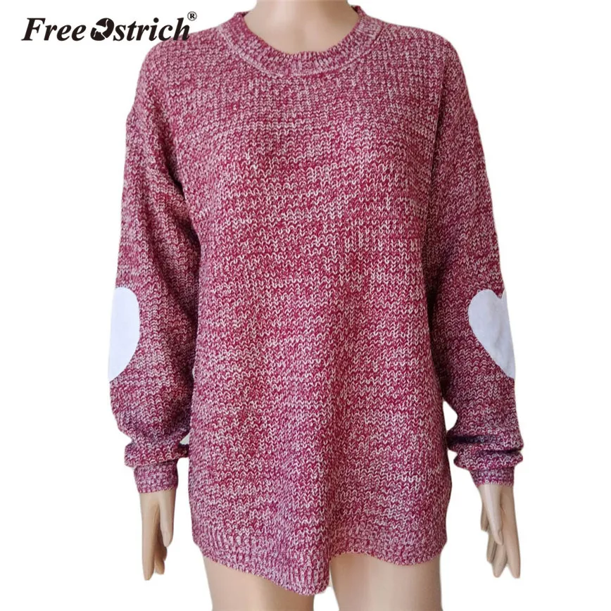 Free Ostrich Fashion Sweater Women Autumn Winter Oversized Loose Long Sleeve Tops Spliced Knitted Casual Outerwear Pullover | Женская