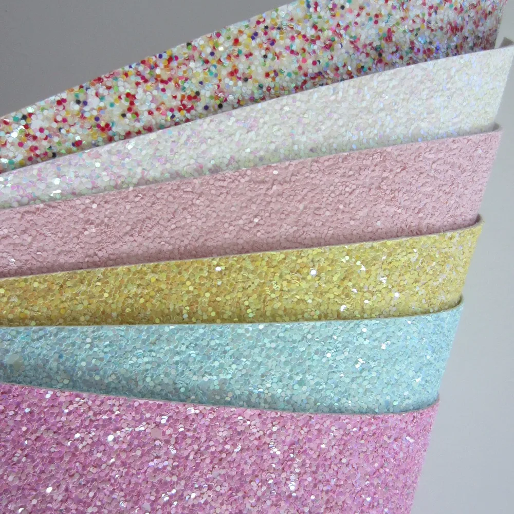 

6pcs A4 sheet 30cm x 21cm chunky glitter leather fabric fashion piece glitter PU fabric for diy fabrc CN154