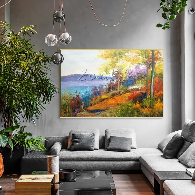 Forest oil painting caudros decoracion acrylic canvas mountain