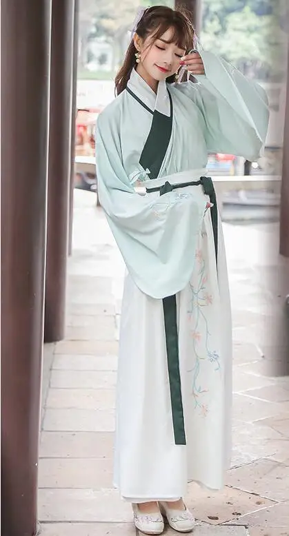 Многоцветный Летние Обувь для девочек Hanfu национальный костюм древней китайской Косплей зеленый костюм династии Мин фея Китай женщин Hanfu одежда леди - Цвет: Многоцветный