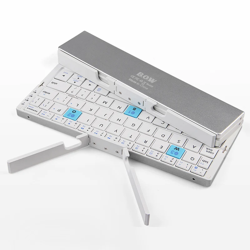 B. O. W ультра тонкая Мини Складная Bluetooth клавиатура для iPhone X 8 7 6S 6 Plus, iPad Mini/Pro/Air, samsung смартфонов, черный - Цвет: silver