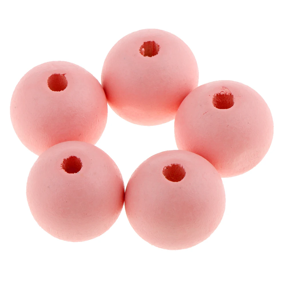 30 Pieces Dyed Color Natural Wood Spacer Loose Beads Necklace Bracelet Charms Findings 20mm