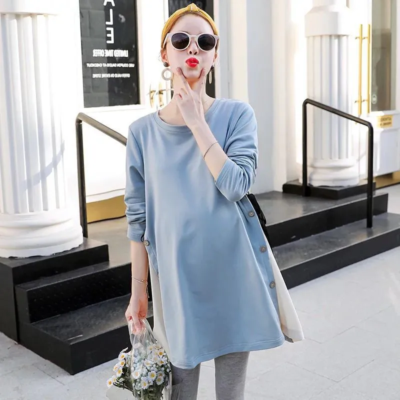 

2019 spring autumn plus size postpartum women fashion breastfeeding shirts long sleeve maternity nursing tops tees has zipper