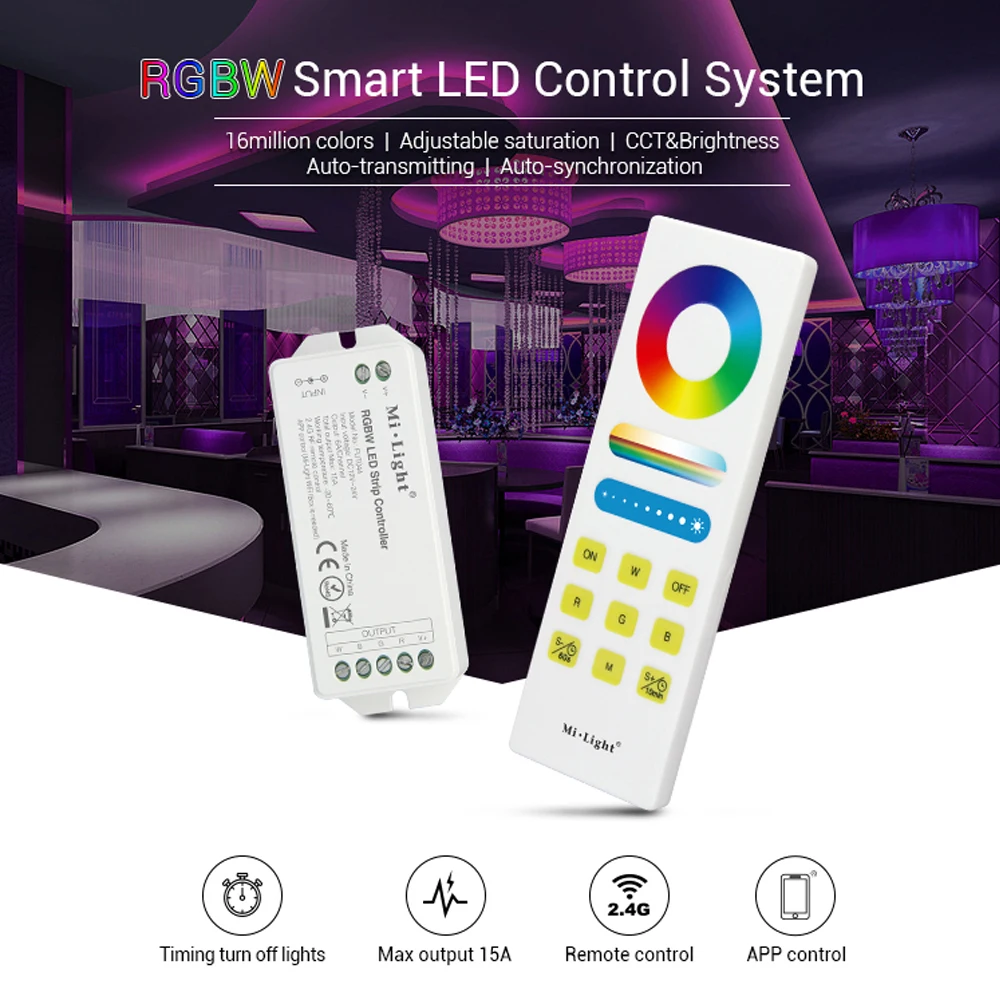 Ми свет светодиодный Дистанционное управление Системы 2.4 г РФ RGBW RGB CCT Smart 15A светодиодный Управление Лер диммер для 5050 3528 smd светодиодный полосы света