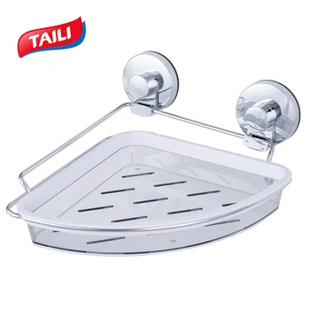 

Chrome Bathroom Shelves Wall Mounted Type No Drilling Strong Suction Hook AW492