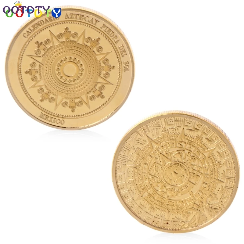 

Silver Plated Mayan Calendar Mexico Souvenir Commemorative Coin Collection Token