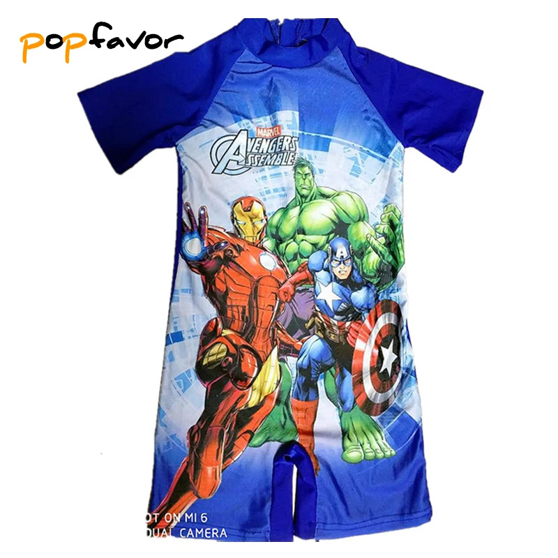 

POPFAVOR Children Swimwear One Piece Minions Swimsuit Captain America Bathing Suit Avengers Kids Sport Beachwear Boys Swimsuit