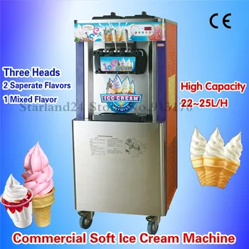 

Floor Stand Soft Ice Cream Machine 3 Flavors Ice Cream Maker Output 22~25L/Hour Orange Color Digital Control CE Approval