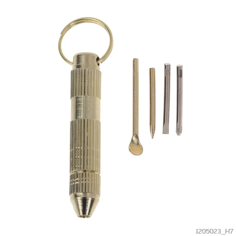 

4 in1 Mini Portable Golden Opener Screwdrivers Ear Pick Ear Cleaner Keychain Kit