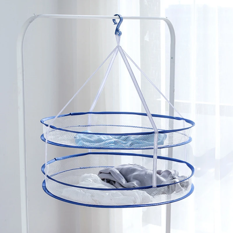 

1pc Quality Removable Double Laundry Baskets Clothesline Windbreak Hook Design Balcony Drying rack Storage And Cleaning Supplies