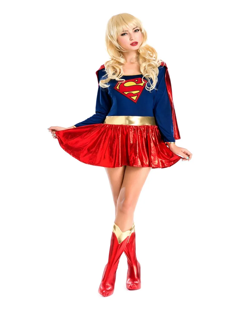 Superwoman blue dress Halloween costume COSPLAY gig clothes