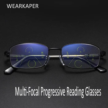 

WEARKAPER Titanium Alloy Multi-Focal Progressive Reading Glasses Women Men Presbyopic Eyeglasses Unisex Eyewear +1.0-3.5