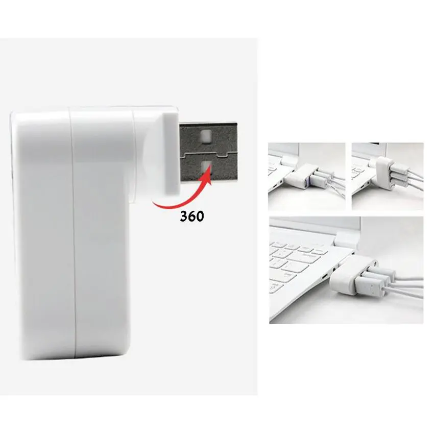 Zerosky Rotatable High Speed 3 Ports USB HUB 2.0 USB Splitter Adapter For Notebook/Tablet Computer PC Peripherals