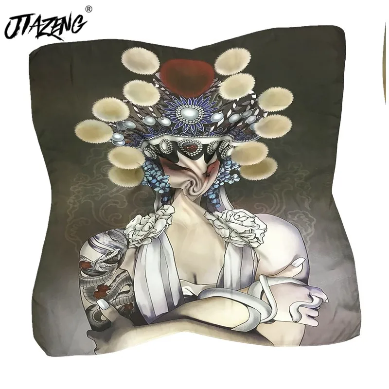 

Originality Peking Opera Square Silk Scarf Head Scarf Women New Print Euramerican Fashion Scarf Accessories 70*70cm Bandana New