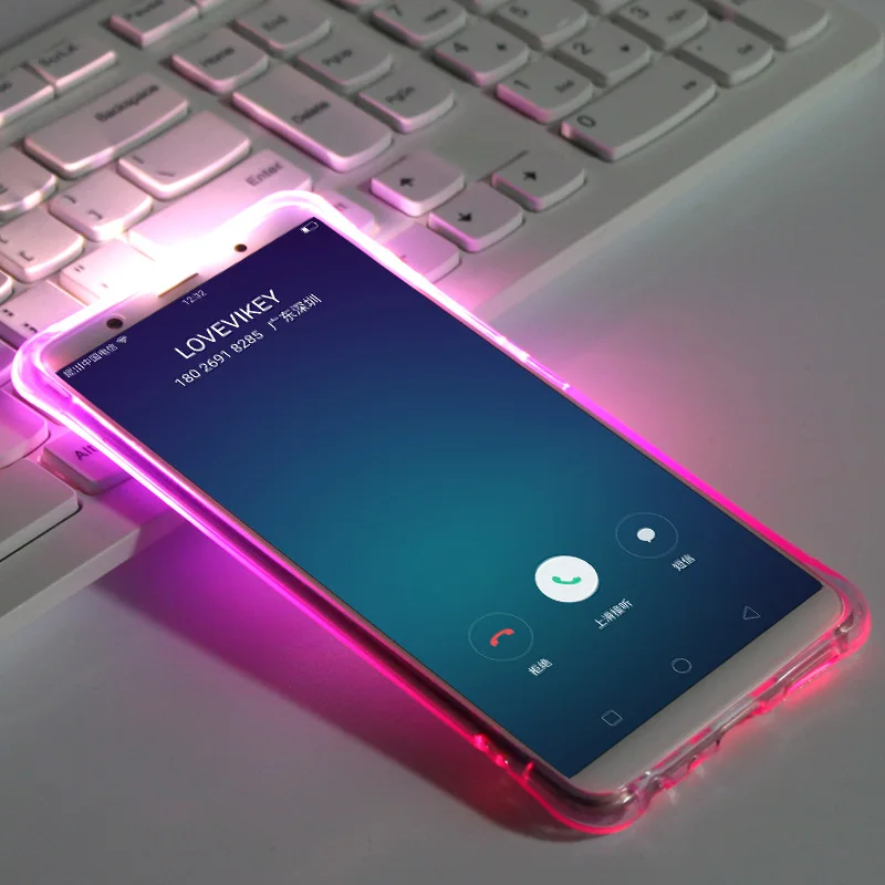 

Incoming Call Lum Selfie Light Transparent TPU LED Flash Silicone Case For OPPO R7 R7S Plus R9 Plus R9s Plus R11 Plus R11S R15
