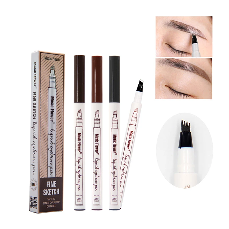 

1 Pc Waterproof Eye Brow 4 Head Fork Liquid Pen Liner Long Lasting Eyebrow Makeup Fine Sketch Women Eyebrow Pencil 3 Colors