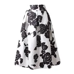 2019 летние женский, черный цветок юбка в складку Жаккардовая юбка с принтом Для женщин s боковой молнии с завязкой спереди наложения брюки