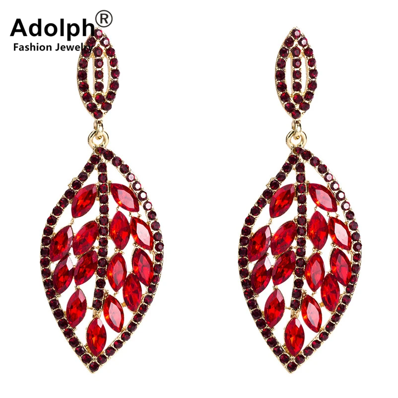 

ADOLPH Star Jewelry Vintage Crystal Geometry Leaf Stud Earrings Woman Girl Fashion Brincos Femme Accessories Luxury Earring Gift