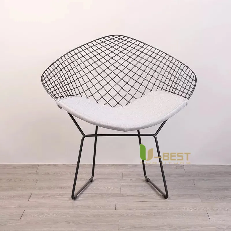 U-BEST открытый Реплика Bertoia алмазная проволока обеденный стул, хромированная фурнитура Алмазная кожа стул Гарри