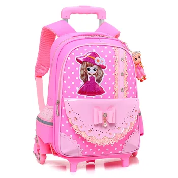 

New Removable Children School Bags with 2/6 Wheels for Girls Trolley Backpack Kids Wheeled Bag Bookbag travel luggage mochilas