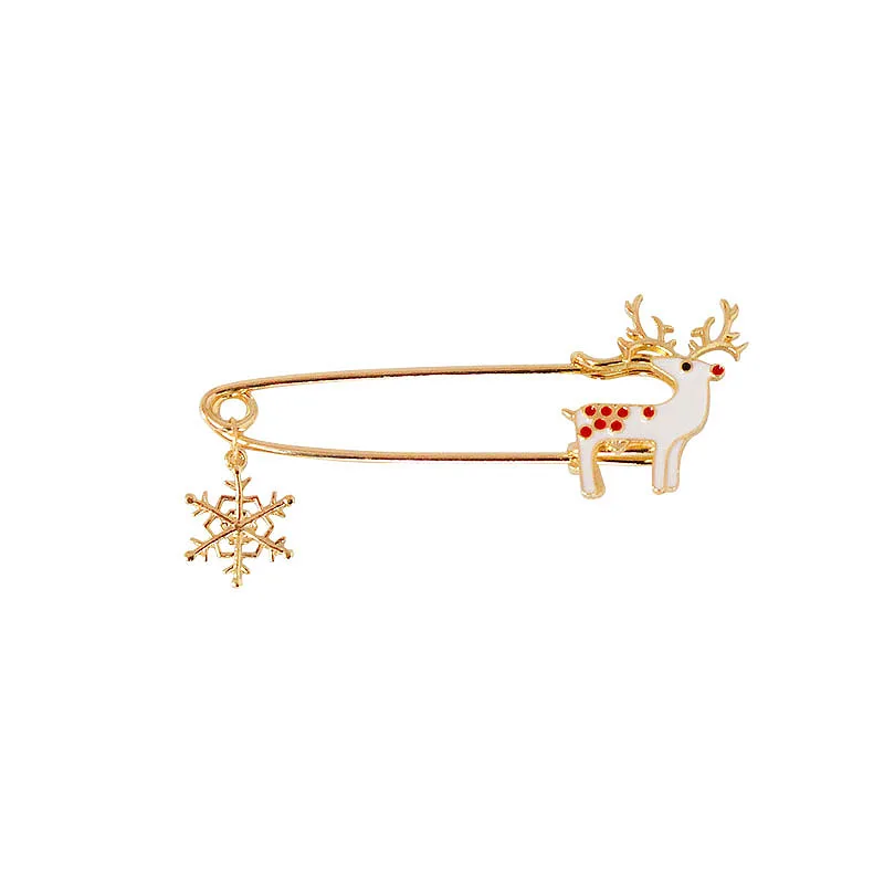 

SANSUMMER 2019 New Style Fashionable Alloy Plating Brooch Christmas Deer Golden Snowflake Concise And Lovely Animal Brooch 6249