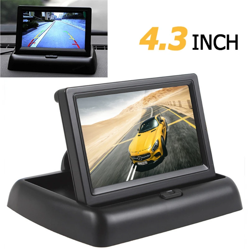 Car 4.3 TFT LCD Monitor Digital Color Screen Rear Camera Display Can Foldable 169 12V RCA Connectors Accessories (6)