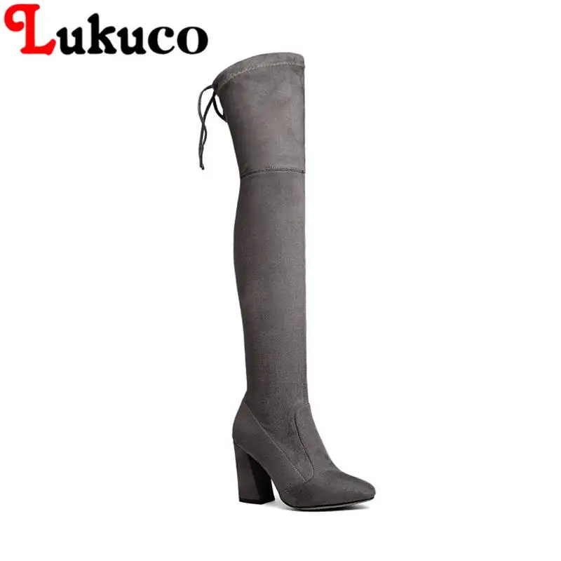 

Fashion European PLUS size 39 40 41 42 43 Lukuco elegant women over the knee boots square heel design lady shoes free shipping