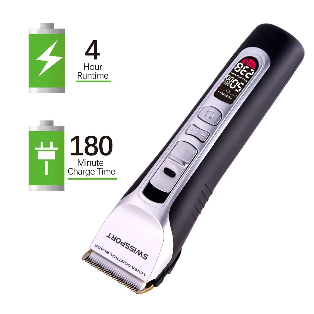 RUCHA Barber Electric Hair Clipper Rechargeable Hair Trimmer Titanium Ceramic Blade LCD Display Salon Men Hair Cutting Machine