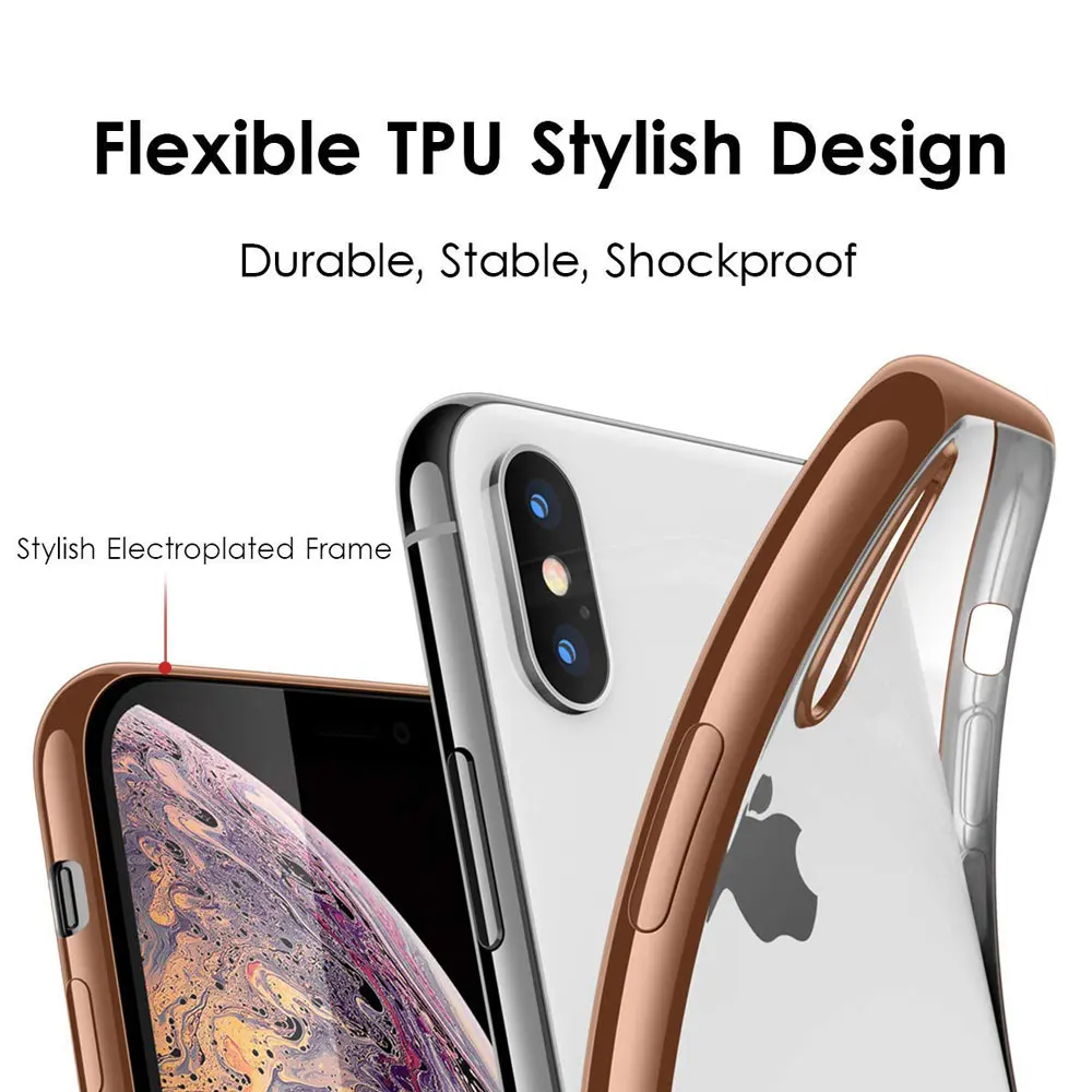 Ascromy For iPhone XS Max Case Plating Silicone Bumper Transparent Cover For iPhone X XR 8 Plus 7 6 6S 5 5S SE Coque Accessories (5)