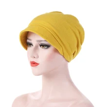 Модная женская хлопковая теплая ветрозащитная шапка, головной убор, одноцветная Весенняя Осенняя вязаная мешковатая Шапка-бини, шапки с коротким козырьком, s