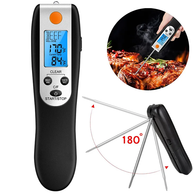 

EAAGD Digital Cooking Thermometer, Instant Read, Voice Function, Kitchen Thermometer, Stainless Steel Probe for Kitchen Grilling
