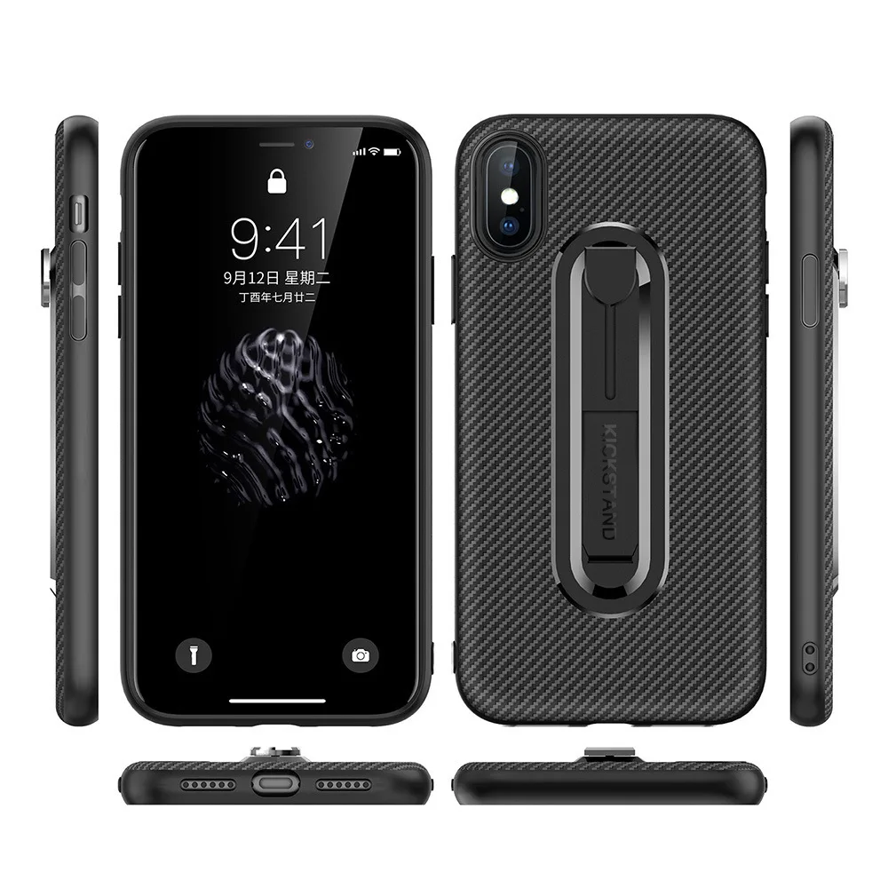 Luxury Carbon Fiber Ring Kickstand Phone Back Case For SAMSUNG Note 9 Note 8 S9+ S8 Plus S7 Edge Soft TPU Shockproof Stand Cover (15)