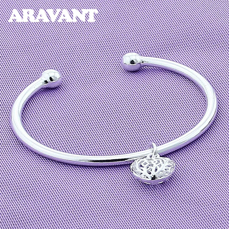 

New Arrival 925 Silver Charming Heart Open Bangles Jewelry Valentine's Day For Women