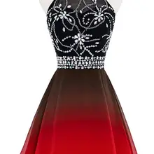 Bealegantom Холтер градиент шифон Короткие платья для выпускного вечера Омбре бусины вечерние платья для вечера встречи выпускников платье QA1559