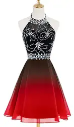 Bealegantom 2019 Холтер градиент шифон Короткие платья для выпускного вечера Ombre бусины Вечеринка Платья для вечера встречи выпускников платье QA1559