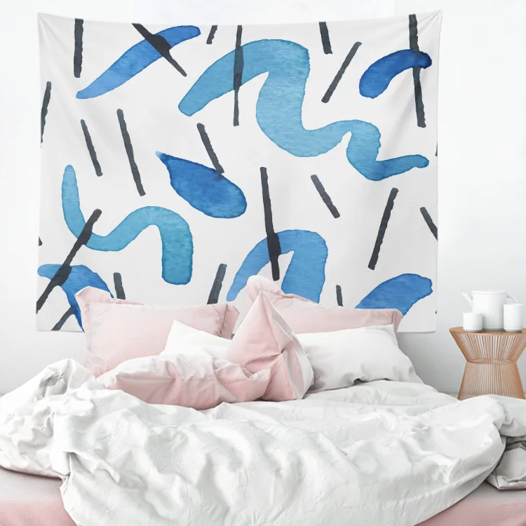 130x150cm Geometric Abstract Shapes Irregular in Retro Style Blue Toalla Beach Towel Yoga Mat Blanket Bedroom Wall Art Tapestry | Дом и сад