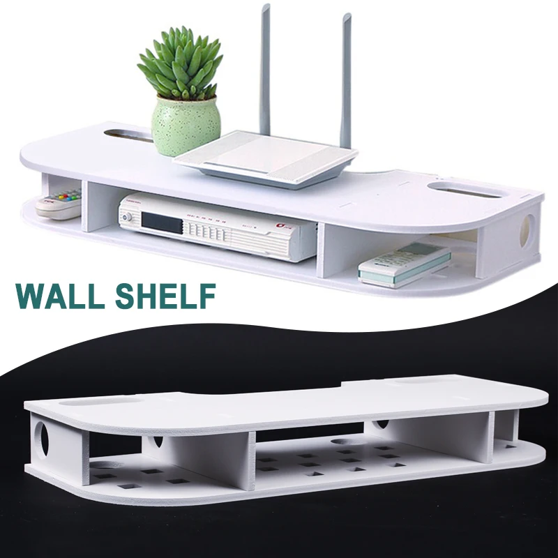 

Nordic WiFi Rack Wall Storage Box Wall Mounted Set-Top Box Easy Assemble Family Kitchen Hotel Green Environment