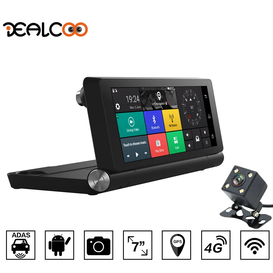 

Dealcoo 4G Car GPS Navigation Android 5.1 Bluetooth Free Navitel Europe Maps FHD 1080P Car DVR ADAS Dual Lens Camera Navigator
