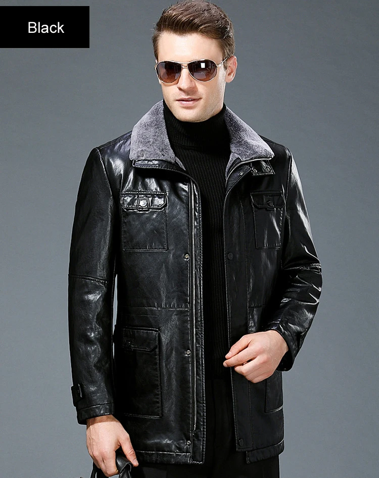 Зимняя новая Толстая куртка с отложным воротником Cuir Homme