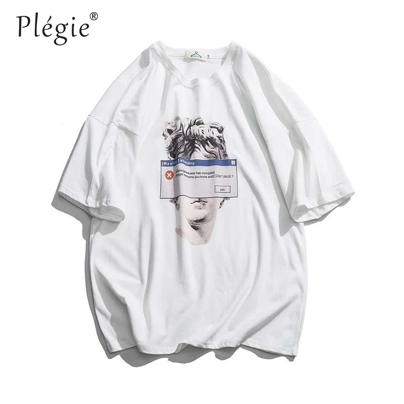 White t shirts Plegie Смешные статуя микеланжело Давида печати футболки Harajuku повседневные футболки хип хоп летние футболки с коротким рукавом - Цвет: White t shirts