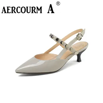 

Aercourm A Women Square Heel Sandals Girls Genuine Leather Shoes Lady Back Buckle Solid Summer Shoes 2018 Black Gray Sandals 367