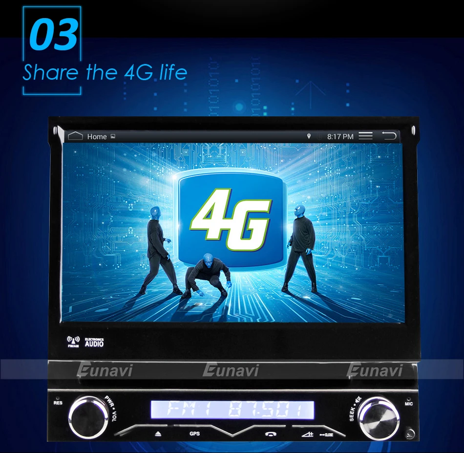 Top Eunavi 1 Din Android 9.0 Quad Core Car DVD Player For Universal GPS Navigation Stereo Radio WIFI MP3 Audio USB SWC PX3 4