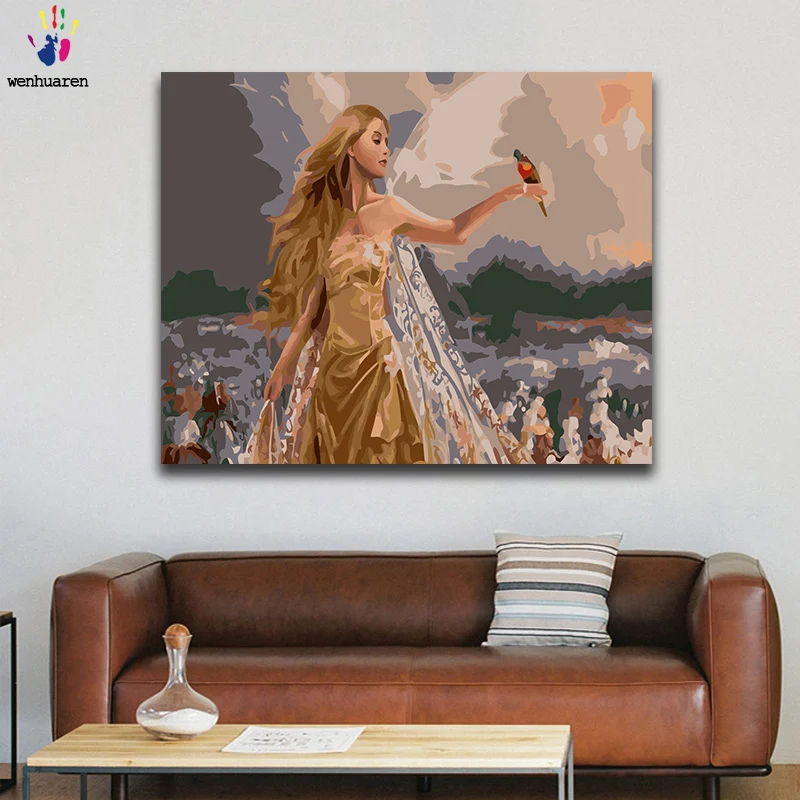 

Diy paints by numbers picture painting by numbers with kits Humans and animals Man and Nature wolf Loong dog Horse bird gift