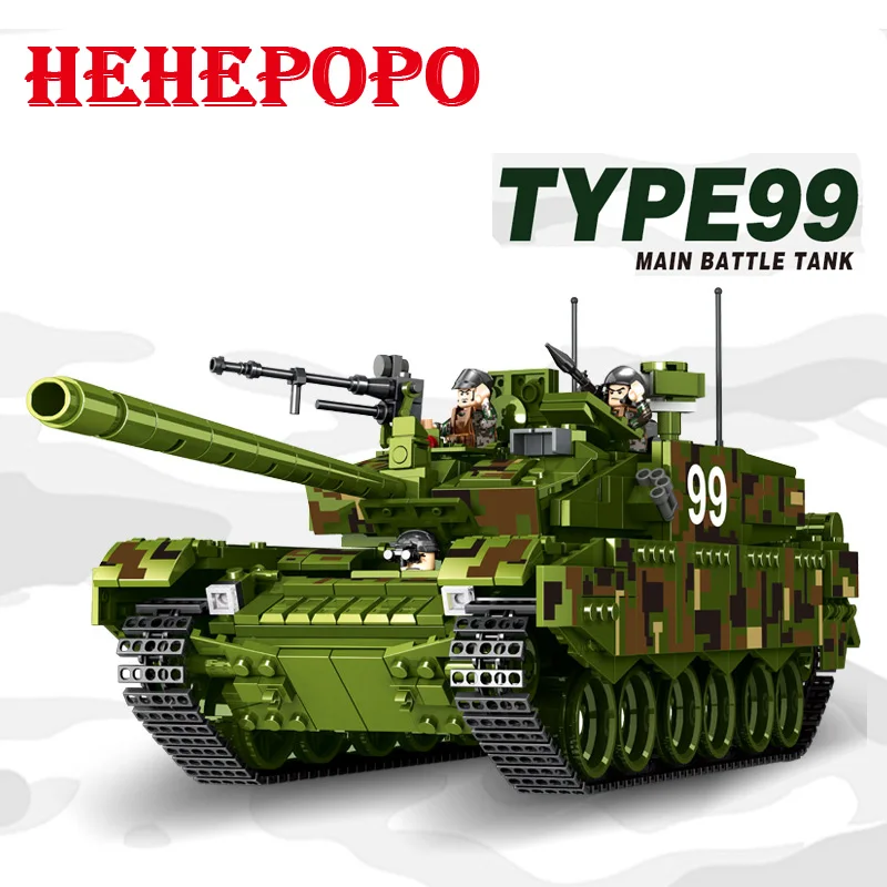 Tank World Military War Weapon Type 99 Tank Block 1339pcs Bricks Building Blocks Sets Models Educational Toys For Children DIY block-set