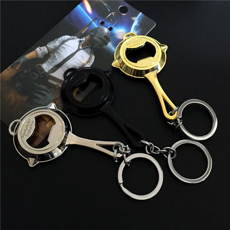 

Pubg Pans Opener Bottle Metal Alloy Key Chain Hot Sale Game Keychain Key Rings For Player Gift 3 Colors Option 10pcs/lot
