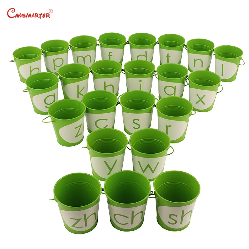 

Educational Montessori Consonant sandpaper Letters with Tubs Iron Teaching Aids Language Montessori Materials Children LA046-3
