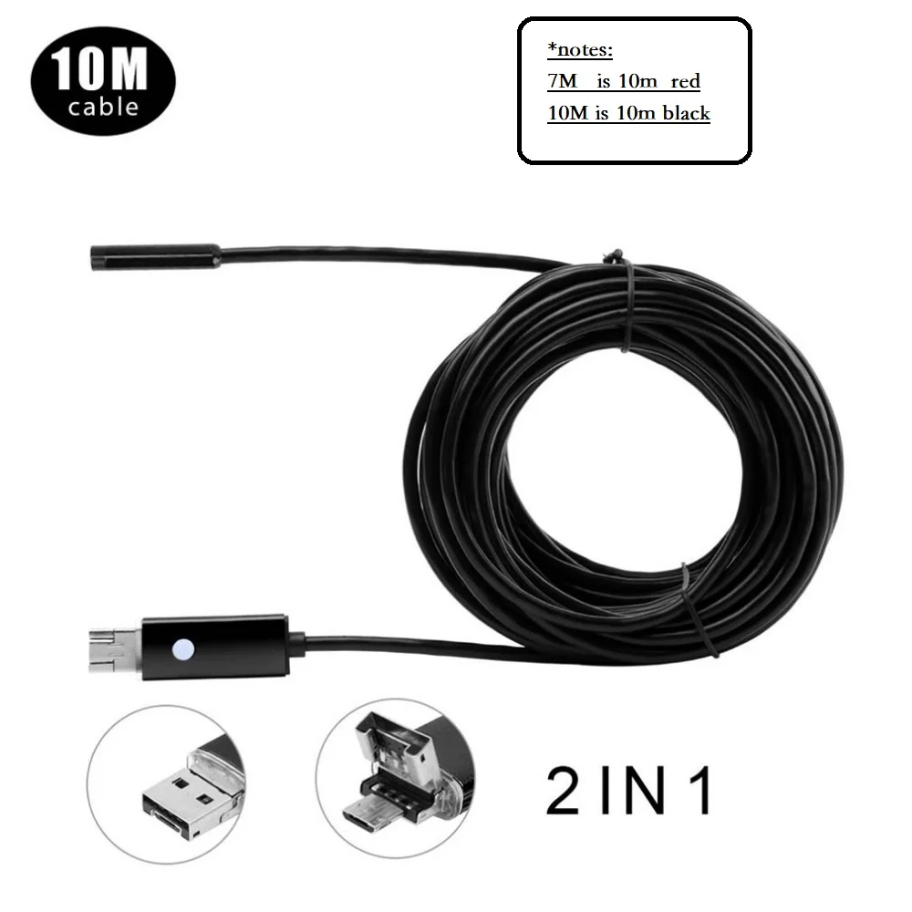 

10M 5.5mm Waterproof Phone Mini USB Endoscope Inspection Camera Borescope Picture Capture Pipe For Android Phone PC black&red